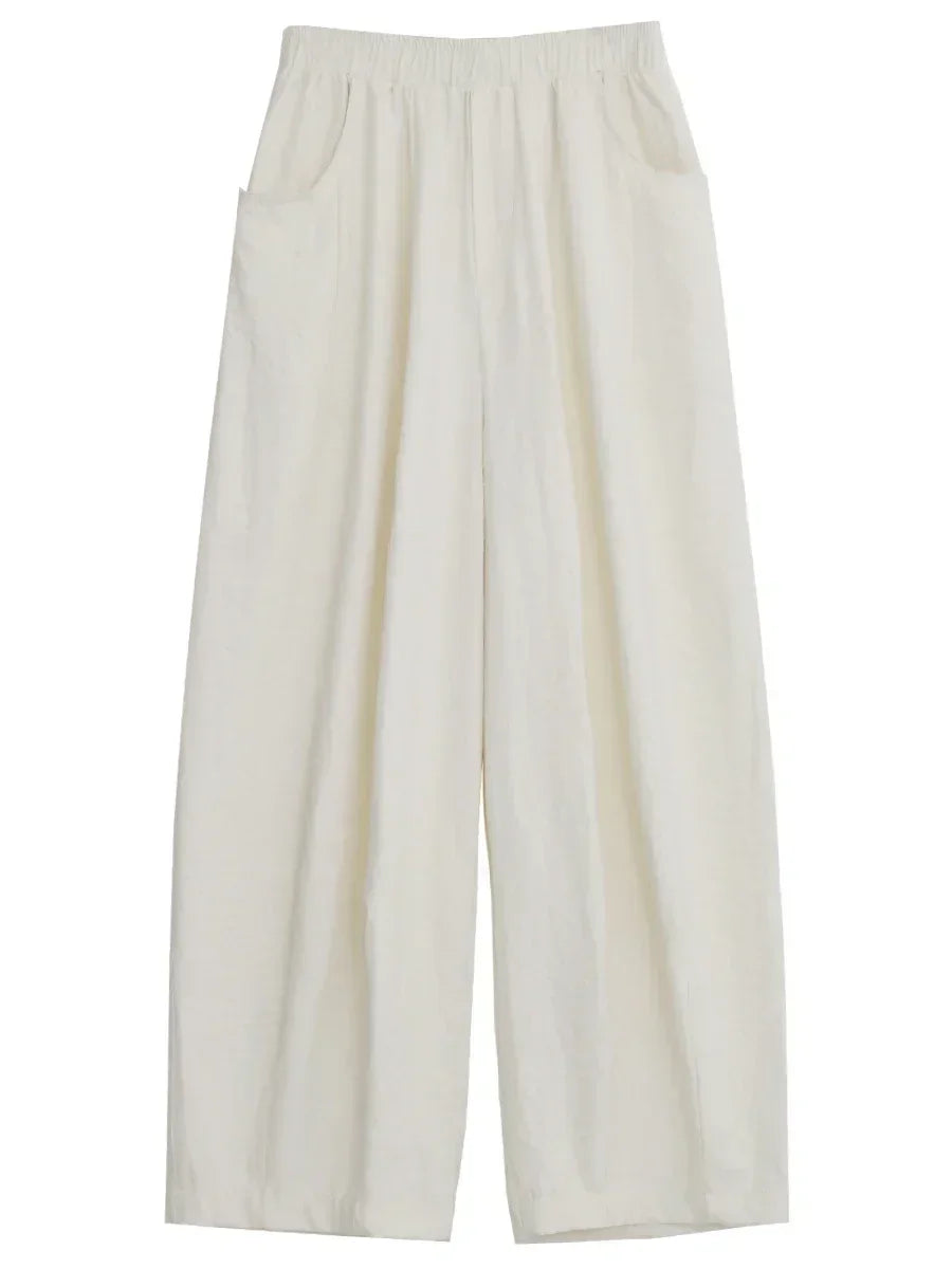 The Amalfi White Wide-Leg Trousers | High-Waisted & Pleated