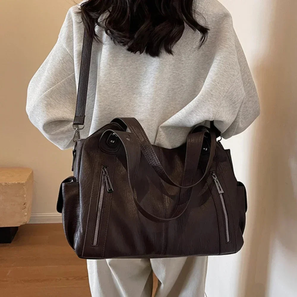 The Urban Vintage Hobo Bag | Soft Vegan Leather & Zipper Details