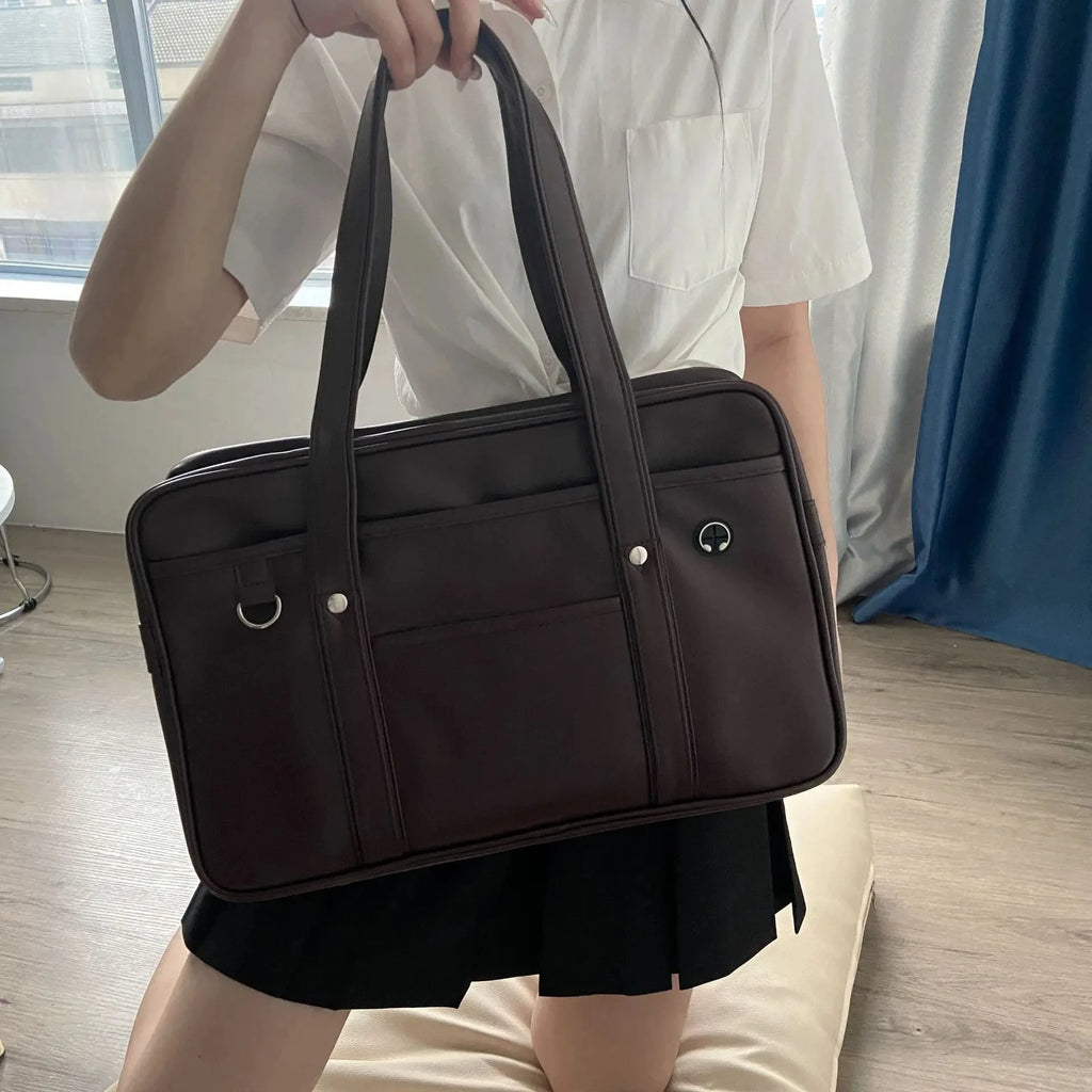Classic Japanese Academy Tote | PU Leather Schoolbag