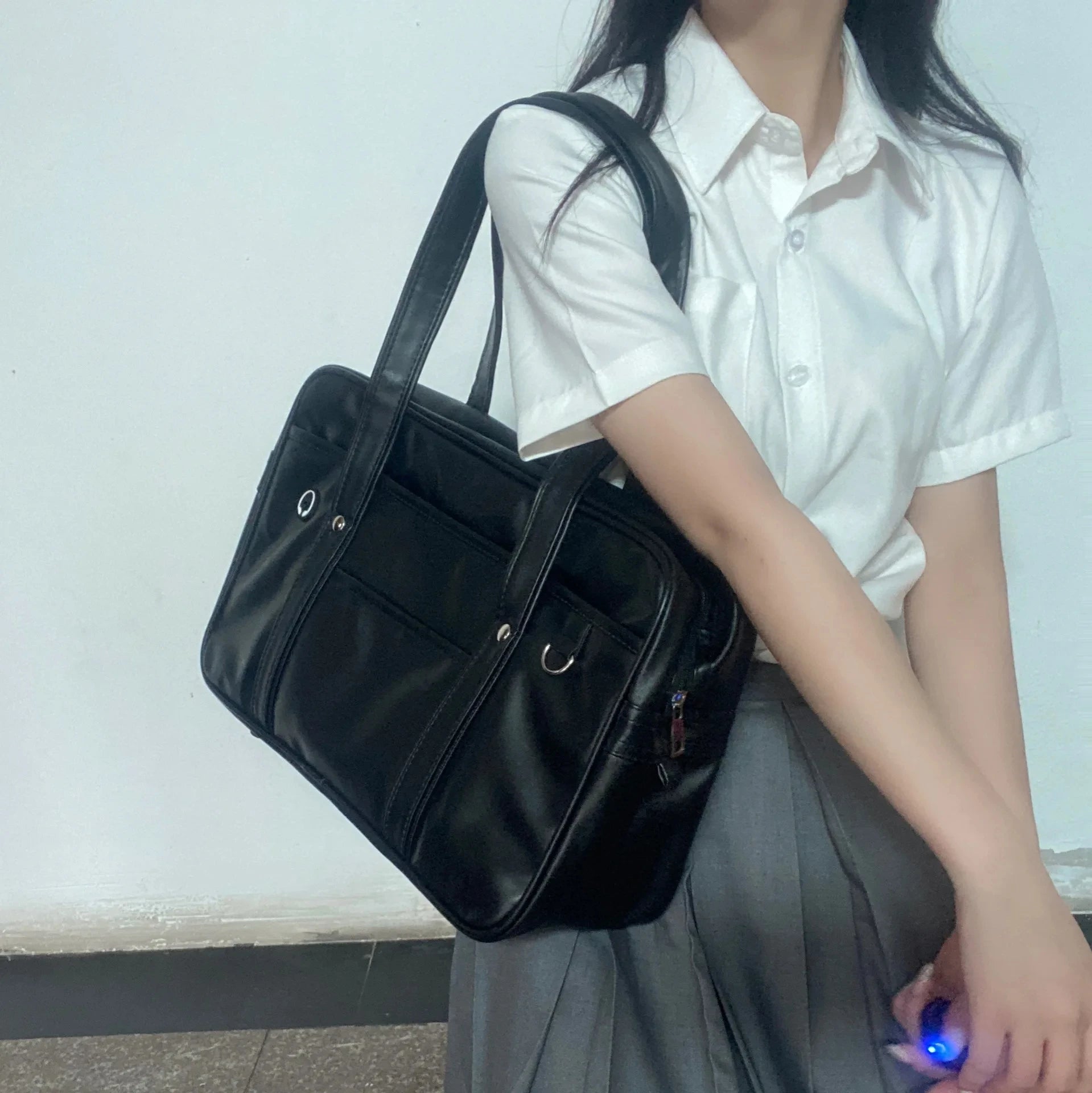 Classic Japanese Academy Tote | PU Leather Schoolbag