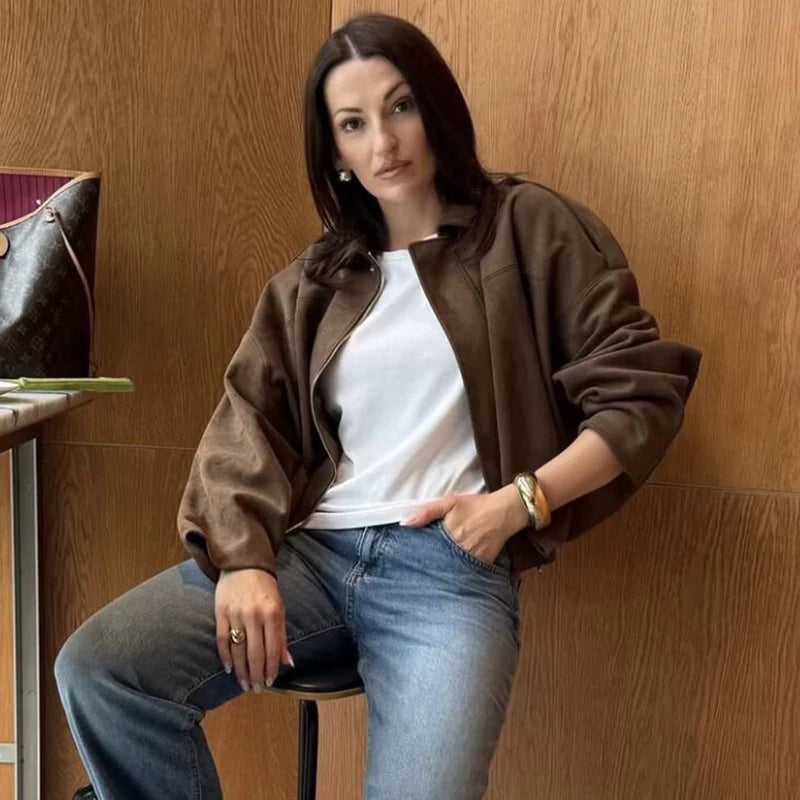 The Downtown Cropped Bomber | Oversized Lantern Sleeves