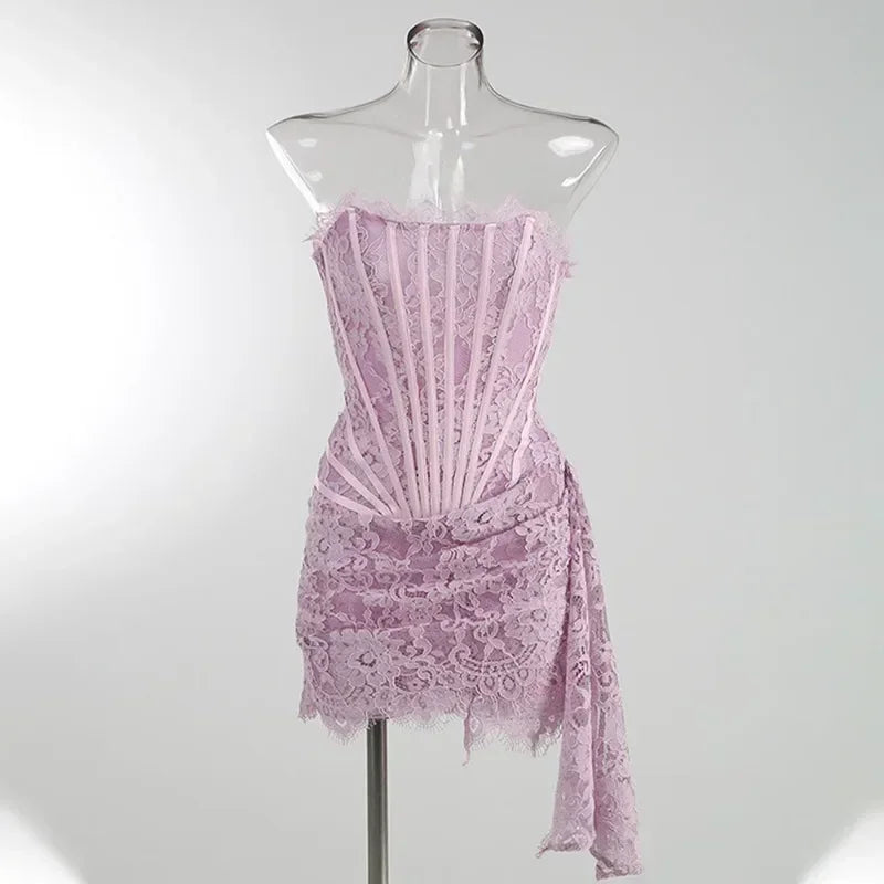 Midnight Allure Lace Mini Dress | Sheer Patchwork Edition