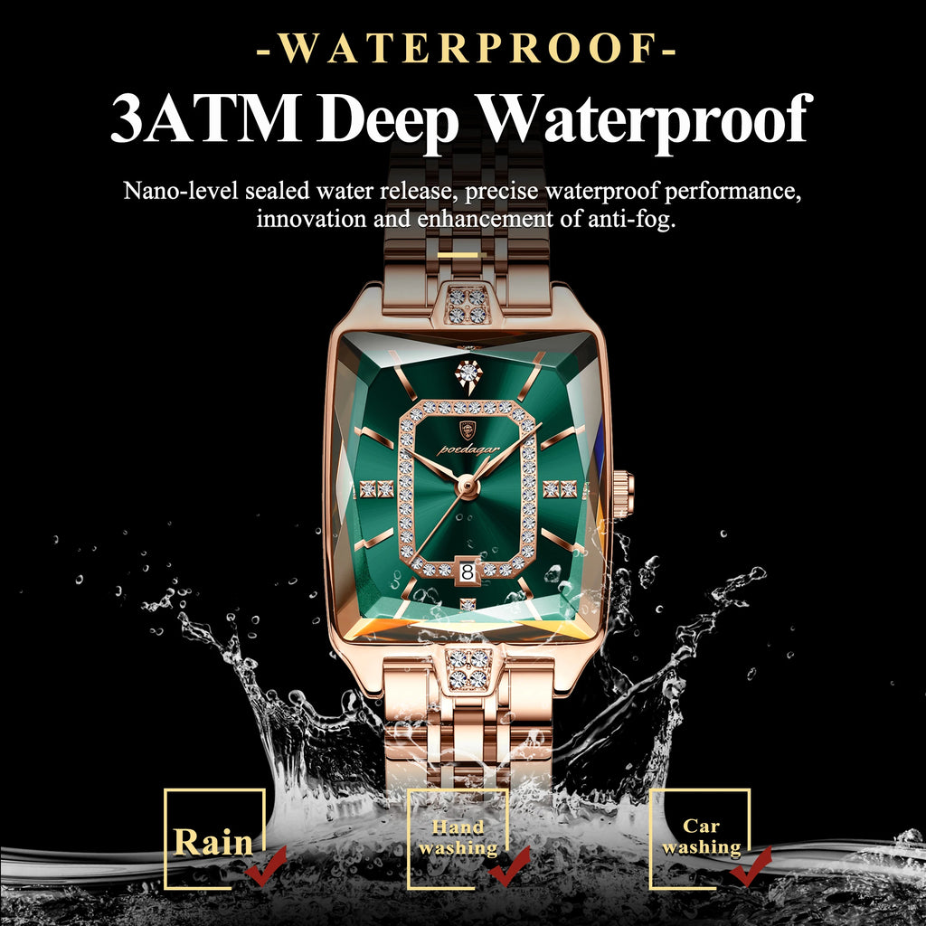 The Emerald Vintage Square Watch | Rose Gold & Stainless Steel