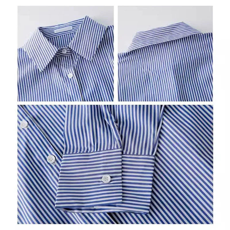 The Executive Striped Button-Down | Relaxed Fit Blouse