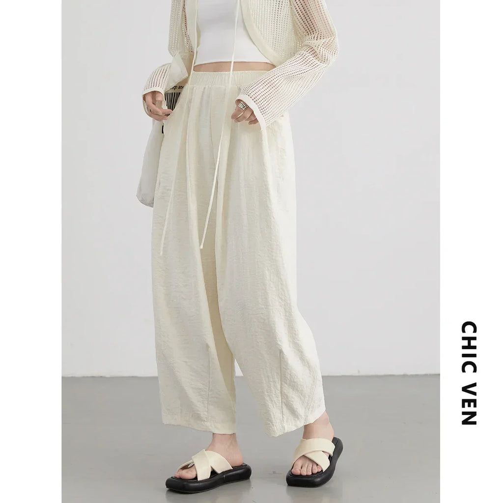 The Amalfi White Wide-Leg Trousers | High-Waisted & Pleated